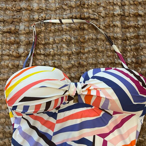 Kate Spade New York One-Piece Bandeau Swimsuit – Multicolor Geo Print – Size M - Picture 4 of 6